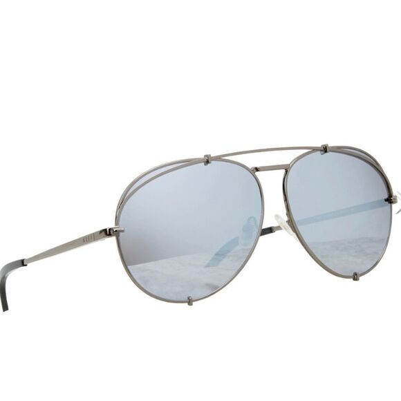 DIFF Eyewear Aviator Pilot Shape Sunglasses Gunmetal with Gray Mirror lens - Picture 1 of 13
